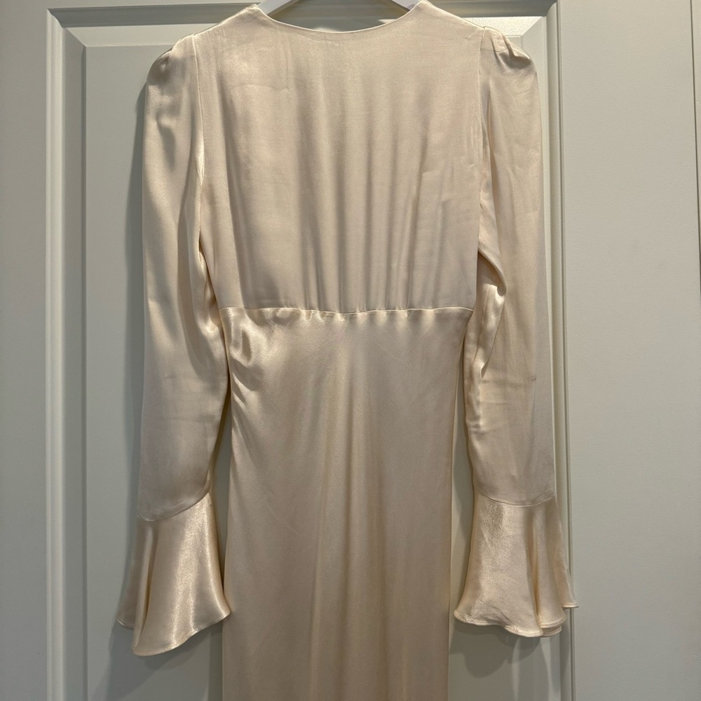 Shona Joy La Lune Frill Cuff Bias Midi Dress in Cream size 4 - Picture 6 of 10